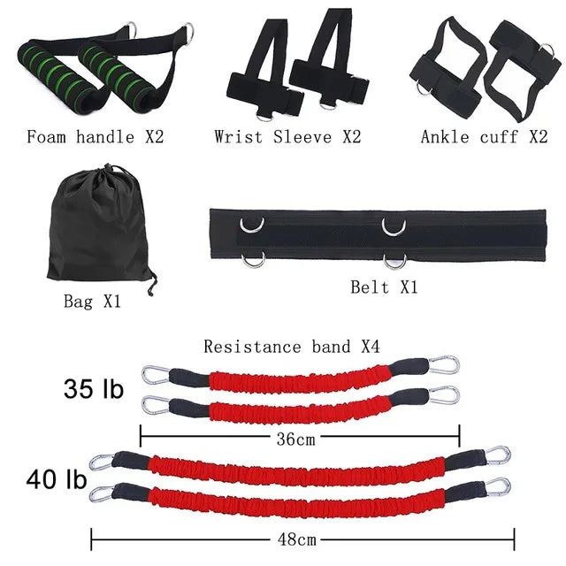 Strength Training Resistance Bands Exercise Elastic Pull Rope Boxing Running Jumping Bouncing Home Gym Workout Equipment