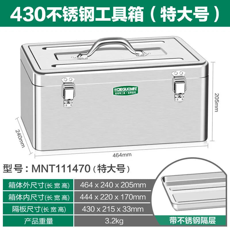 Stainless Steel Large Capacity Tool box Industrial Grade Heavy-duty Thickened Metal Iron Box Household Hardware Storage tool Box