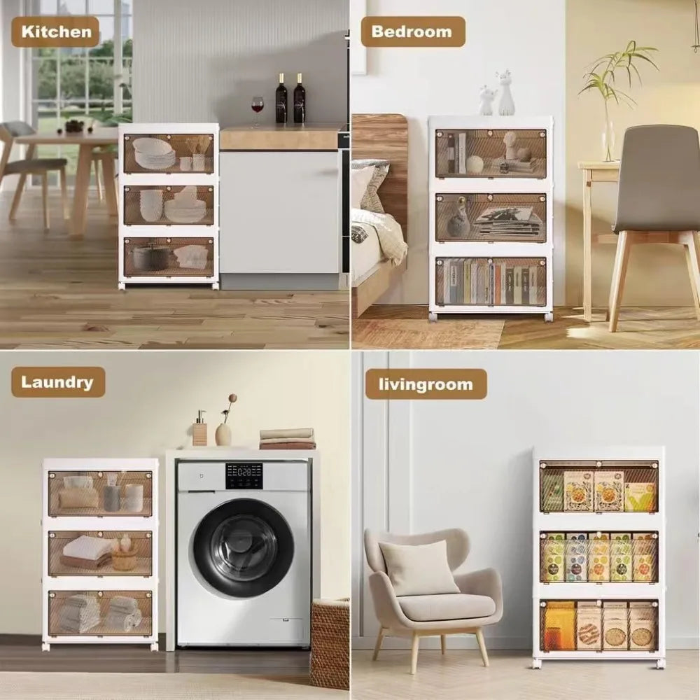 Stackable Storage Bins with LIDS, Closet Organizer and Storage Bins, with Wheels, Collapsible Storage Bins