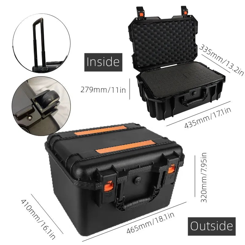 Hard Case Professional Instrument Tool Box Large Capacity Toolbox with wheels Big Tool box wheeled pelican case Storage box 공구함