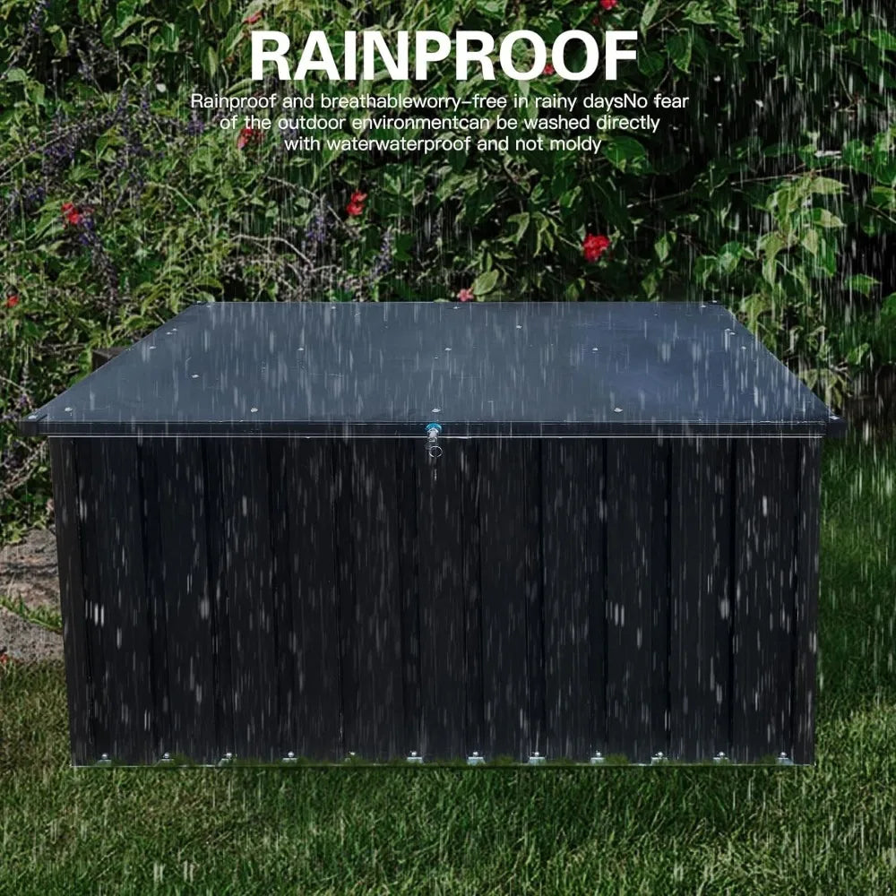 350 Gallon Rainproof Outdoor Storage Box Large Outside Metal Deck Box for Patio Cushions Garden Tools Toys and Sports Pools
