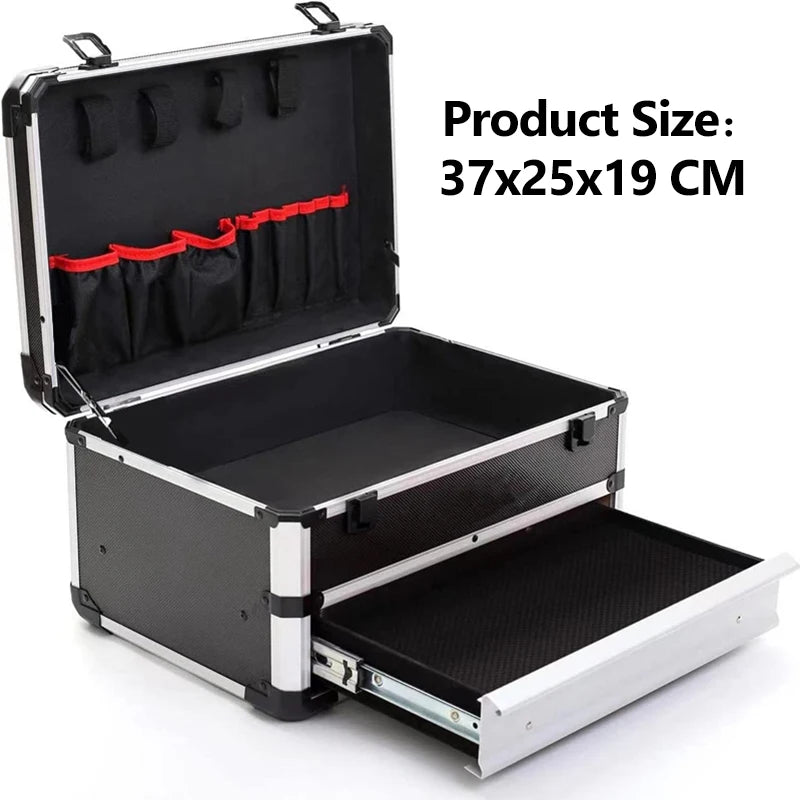 Hard Case Aluminum Alloy Tool Box Portable Tool Box Organizer Drawer Tool Storage Case Household Hardware Equipment Toolbox