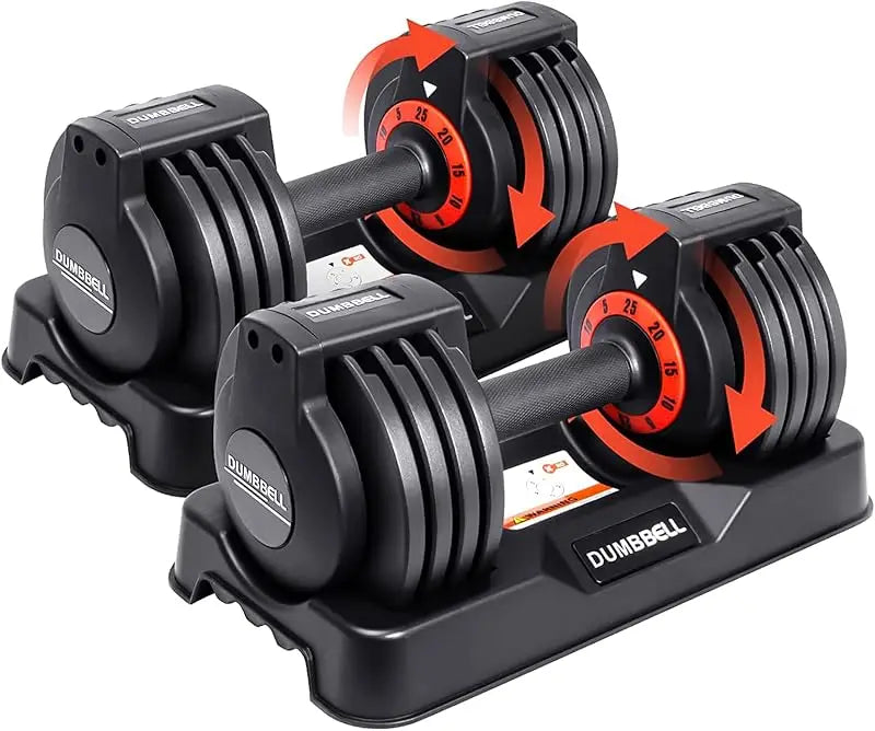 AQ25/55LB Pair Adjustable Dumbbells Set,5in1 Free Weights Dumbbell with Anti-Slip Metal Handle,Suitable for Home Gym Exe