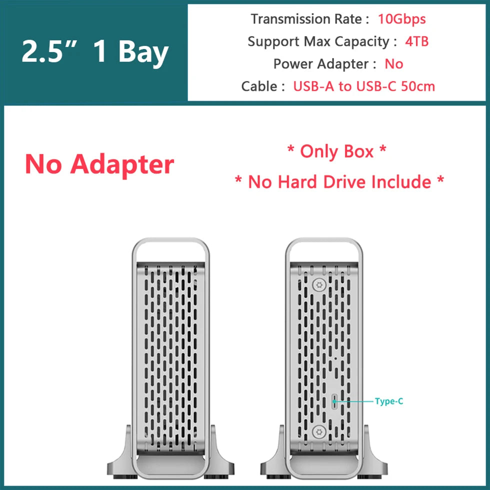 Yottamaster 1/2 Dual Bay RAID SSD Enclosure 2.5 3.5 inch SATA HD External Case HDD Hard Drive Storage Box Housing Chest for NAS