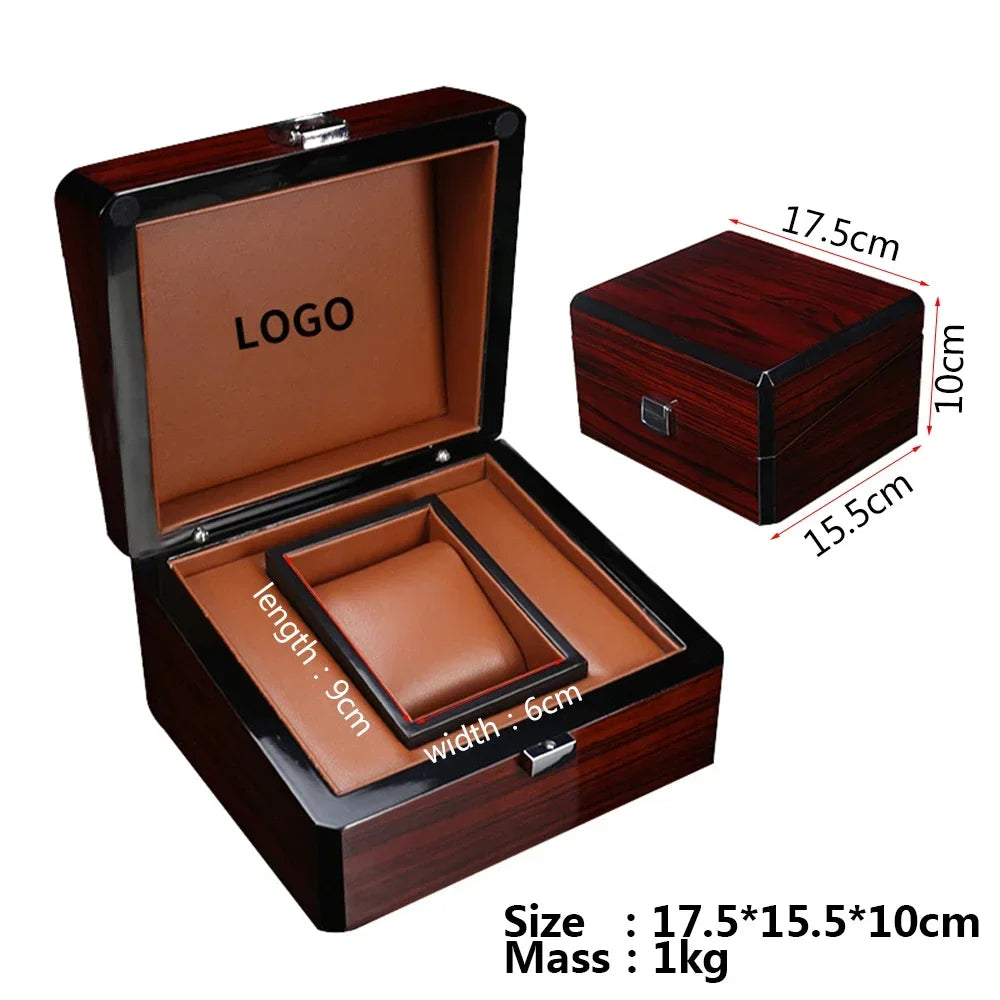 Wine Red Baked Paint High-end Wooden Wrist Watch Case Box Bracelet Box Storage Watch Stand Watch Gift Box Customization Logo OEM