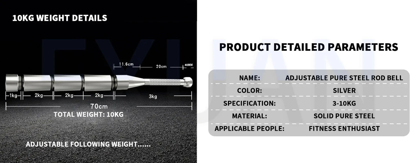 Weighted Steel Indian Club Adjustable Fitness Clubbell Arm Strength Wrist Hand Grip Exerciser Dumbbells Stick Home Gym Equipment