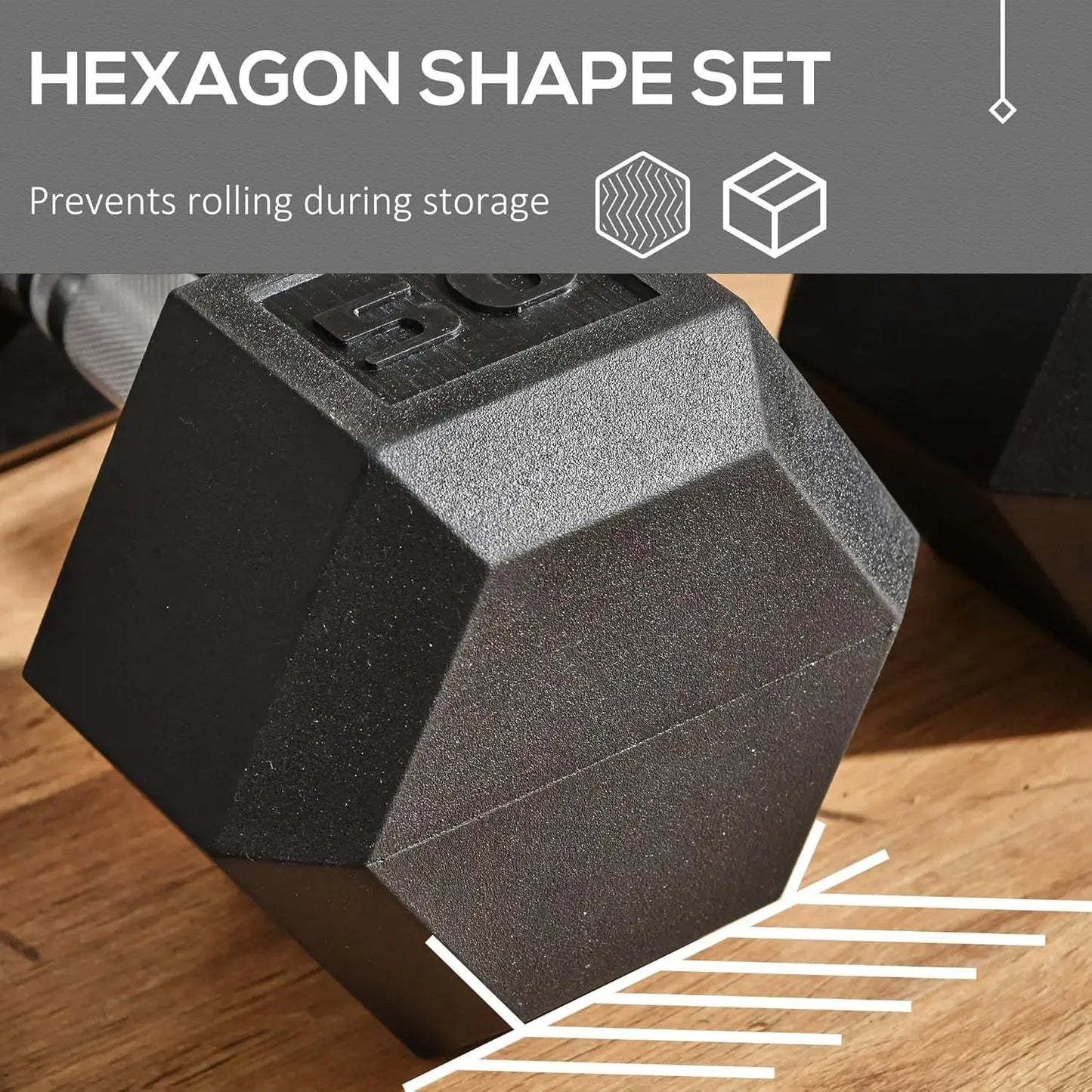 2x12/2x15/2x40/2x45/2x50lbs Hex Dumbbell Set of 2, Rubber Weights Exercise Fitness Dumbbell with Non-Slip Handles, Anti-roll, fo