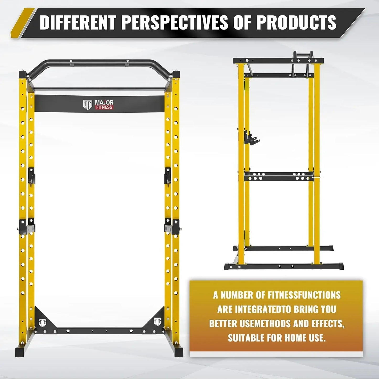 F16 Squat Rack All-in-One 1200lbs Capacity Power Rack with Attachment Home Gym