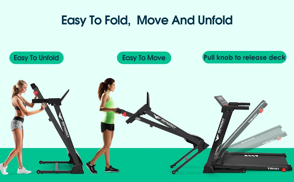 Folding Treadmill with Incline, Electric Treadmill with 42” x 16” Large Running Belt, Heart Rate Monitor, Easy Assembly, 64 Pres