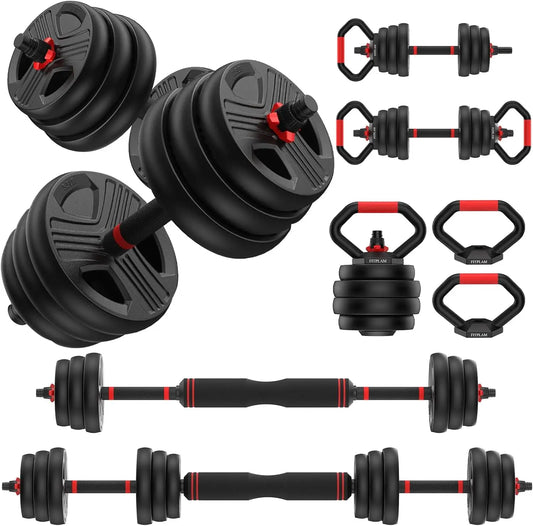 dumbbell set,10/20/35/45/55/70/90lbs Free Weights set with upgraded nut, 4 in 1 Weight Set Used as Kettlebells, Barbell, Push up