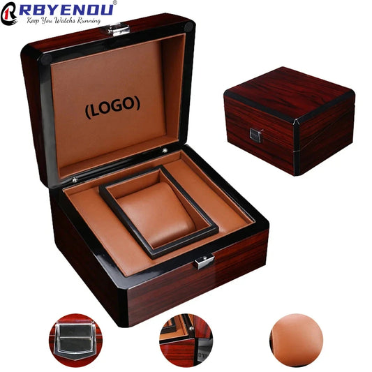 Wine Red Baked Paint High-end Wooden Wrist Watch Case Box Bracelet Box Storage Watch Stand Watch Gift Box Customization Logo OEM