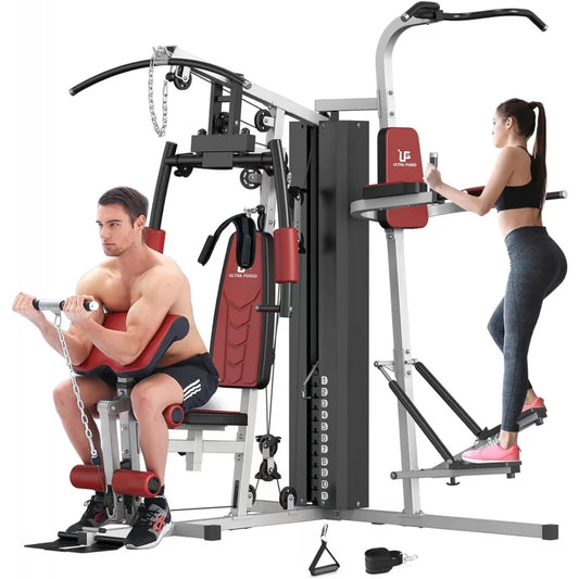 Multifunctional Home Gym Equipment Workout Station with Pulley System, Arm, and Leg Developer for Full Training