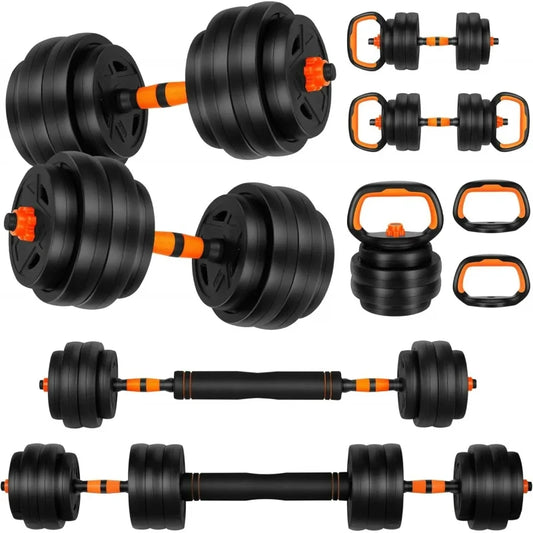 AQAdjustable Dumbbell ,20/30/50/70lbs Free Weight with Connector,4 in1 Dumbbells Set Used as Barbell,Kettlebells,Push up
