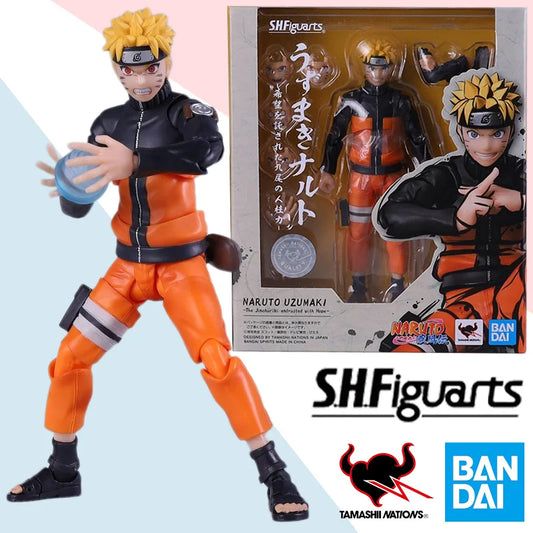 Original Bandai Anime Action Figure Naruto SHFiguarts Uzumaki Naruto Uchiha Sasuke Finished Model Kit Toy Gift for Children Kids