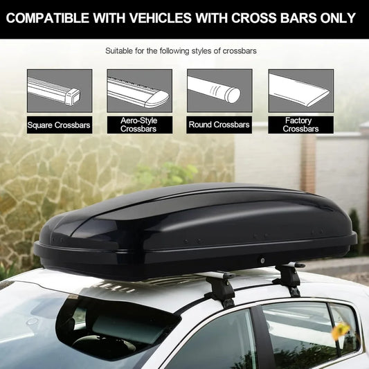 Rooftop Cargo Box w/Keys, Hard Shell Waterproof Travel Roof Storage Cargo Carrier Luggage Rack