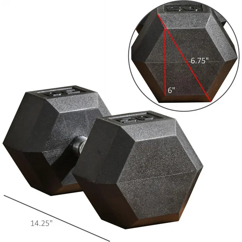 2x12/2x15/2x40/2x45/2x50lbs Hex Dumbbell Set of 2, Rubber Weights Exercise Fitness Dumbbell with Non-Slip Handles, Anti-roll, fo